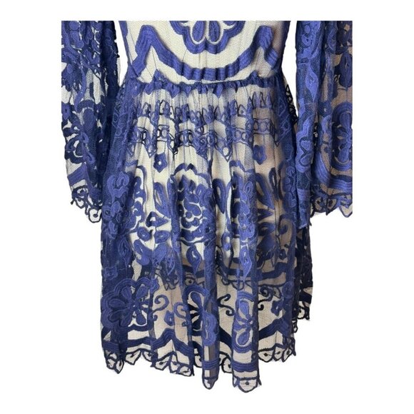 Jen's Pirate Booty Free People Dress Women Small Purple Crochet Lace El Sol Mini - Picture 6 of 11